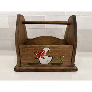 Handmade Handpainted Wooden Farmhouse Country Goose Mail and Pen‎ Holder